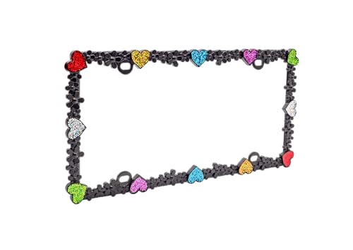 3D Shining Daisy Heart License Plate Frame from Pure Zinc Alloy Metal Perfect Plate Holder