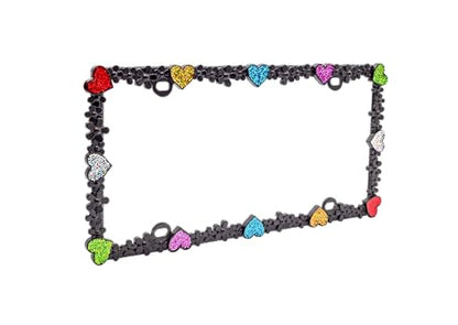 3D Shining Daisy Heart License Plate Frame from Pure Zinc Alloy Metal Perfect Plate Holder