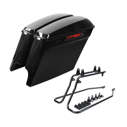 Motorcycle Stretched Saddlebags with Black Conversion Brackets Fit For Harley Softail Deluxe Heritage Softail 1984