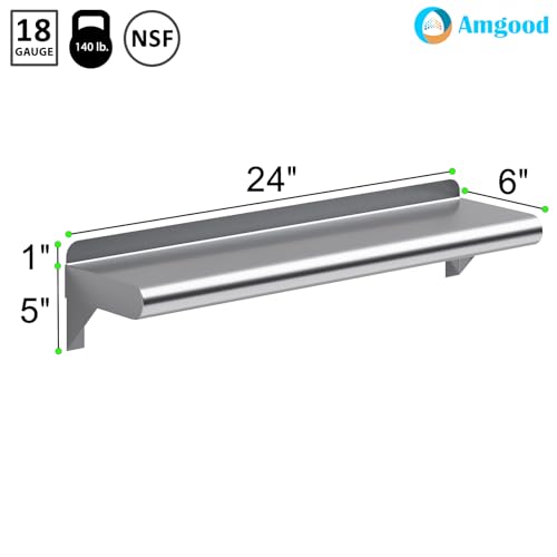 6 in. x 24 in. Stainless Steel Wall Mount Shelf