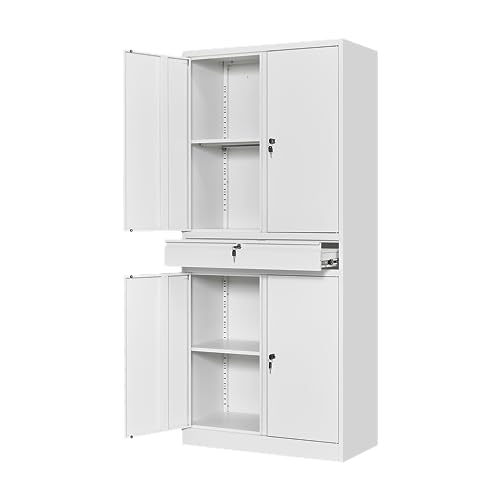 Metal Garage Storage Cabinet with Locking Doors and Adjustable Shelves