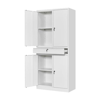 Metal Garage Storage Cabinet with Locking Doors and Adjustable Shelves