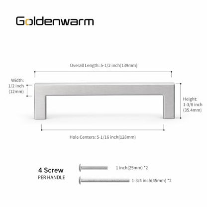 25 Pack 5 Inch Brushed Nickel Cabinet Pulls Kitchen Handles (25 Count)