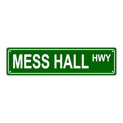 MESS HALL HWY SPACE Metal Tin Street Sign Bar Cafe Garage Cave Home Room Wall Bathroom Farmhouse Garden Porch Patio Decor