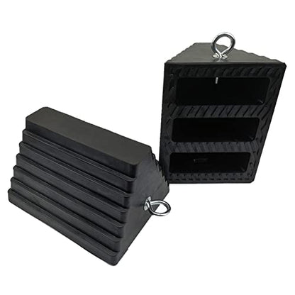 2 Pack Wheel Chocks Rubber Heavy Duty Black with Eyebolt (2 Count)