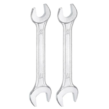 2pcs Double Open End Wrench 13mm x 17mm Metric 15 Degree Offset Angle Small Flat Head Wrench Galvanizing Open Ended Spanner for Automotive Repair Furniture Assembly (2 Count)