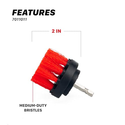 2", 4", & 5" M8 Medium-Duty Upholstery Carpet Brush with Drill Attachment Set – Power Scrubber Attachment for Car Detailing – Removes Grime, Stains & Spots from Fabric, Seats & Carpets
