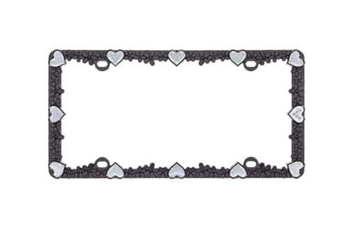 3D Daisy Heart License Plate Frame from Pure Zinc Alloy Metal Perfect Plate Holder