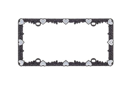 3D Daisy Heart License Plate Frame from Pure Zinc Alloy Metal Perfect Plate Holder