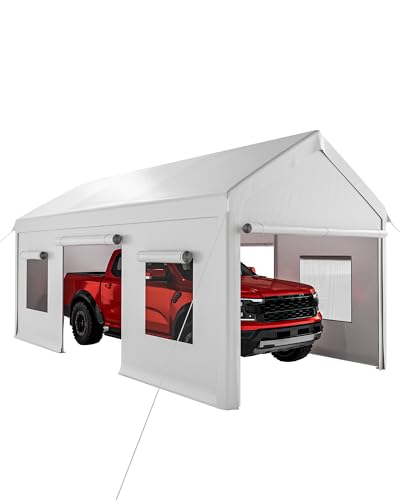 10x20 Ft. Metal Carport Garage with PE Fabric and Galvanized Steel Frame Outdoor Shelter for Cars