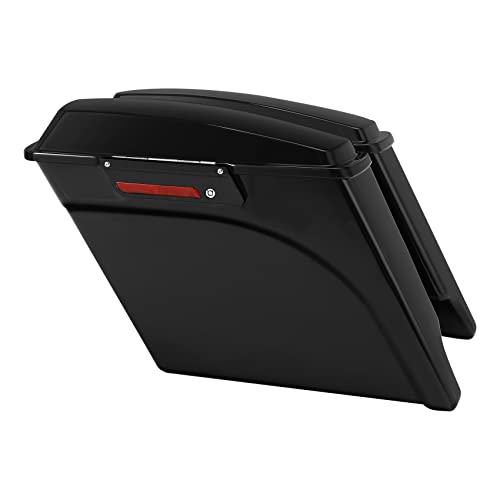 Motorcycle Stretched Saddlebags Vivid Black 5" Extended Hard Saddle Bags W