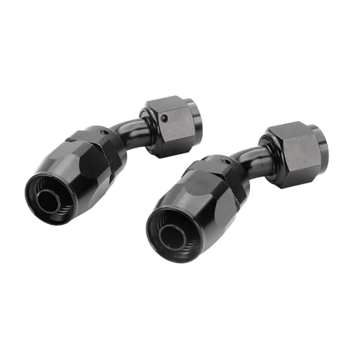 Swivel 4AN Fitting 45 Degree For CPE Braided Hose End Black 2Pcs (2 Count)