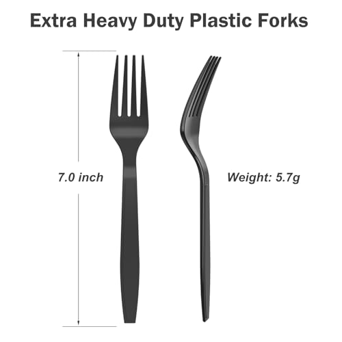 360 Count Extra Heavy Duty Black Plastic Forks Disposable