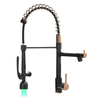 Single Handle Pull Down Sprayer Black&Rose Gold Kitchen Faucet