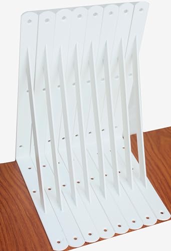 8 Pack L10 x H 8" White Heavy Duty Shelf Brackets with Screws Metal Shelf Brackets Shelf Support Angle Brackets for Shelves L Brackets Heavy Duty Floating Shelf (8 Count)