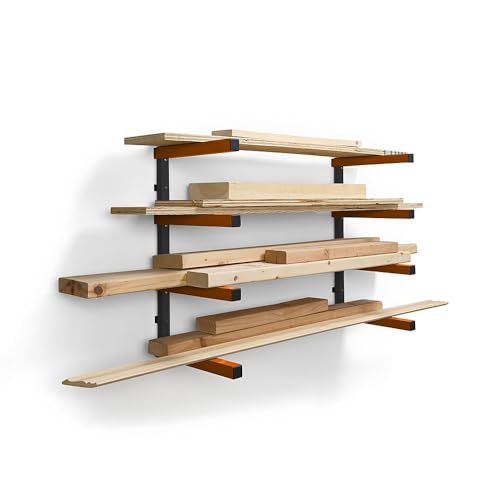 Wood Rack 4 Level Heavy Duty Lumber Storage Rack Wall Mount PBR
