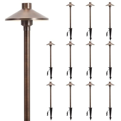 Solid Brass Low Voltage Landscape Pathway Lights (12 Count)