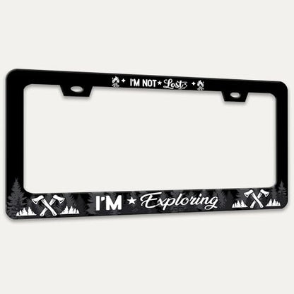 I'm Not Lost I'm Exploring License Plate Frame Stainless Steel 6x12 Inch