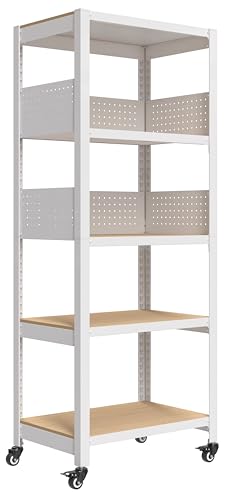 House White 24" W 5 Tier Rolling Pegboard Storage Cart Wheels