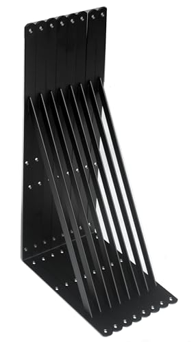 8 Pack L24 x H 12" Black Heavy Duty Shelf Brackets with Screws Metal Shelf Brackets Shelf Support Angle Brackets for Shelves L Brackets Heavy Duty Floating Shelf (8 Count)