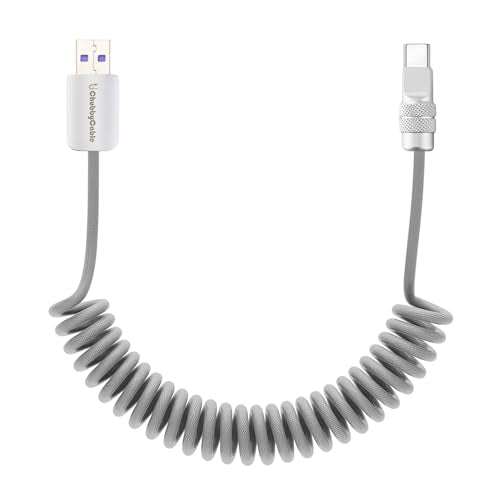 USB A to C 120W Braided Coiled Charging Cable