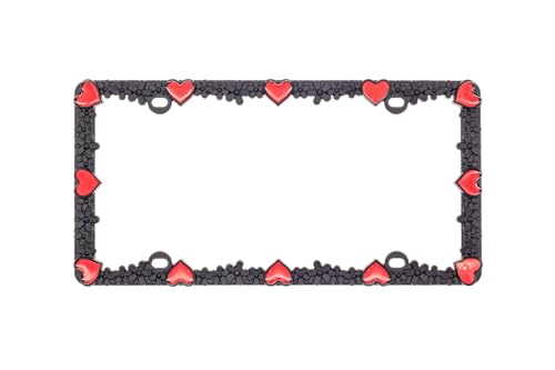 3D Daisy Heart License Plate Frame from Pure Zinc Alloy Metal Perfect Plate Holder