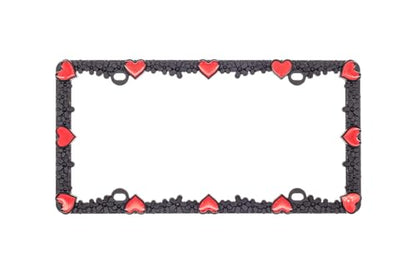 3D Daisy Heart License Plate Frame from Pure Zinc Alloy Metal Perfect Plate Holder