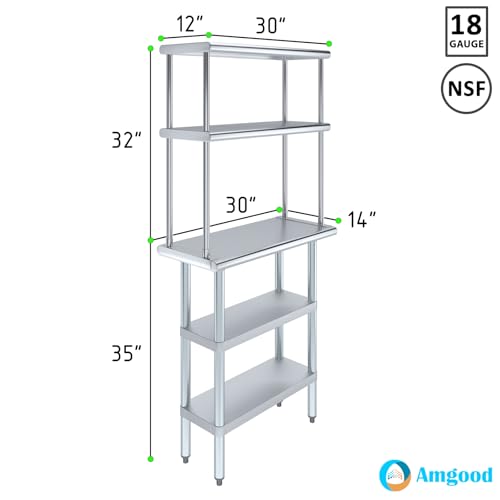 Stainless Steel Work Table with 2 Shelves