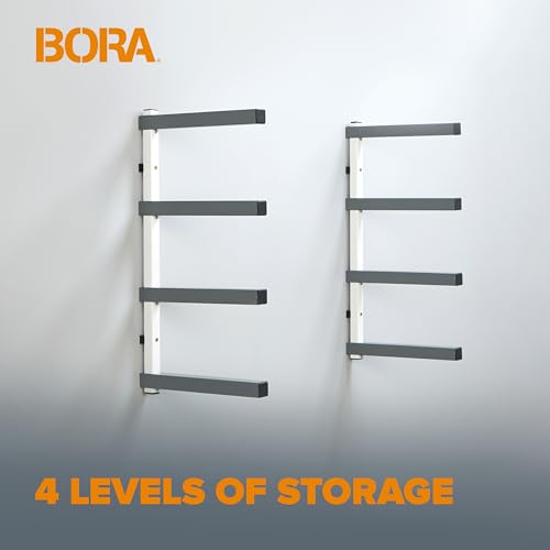 4 Level Lumber Storage Rack Wood and Garage Organization Space Saving Metal Shelf for Pipes