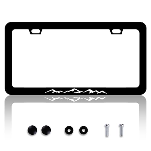 Black White Mountains License Plate Frame Stainless Steel 6x12 Inch 2