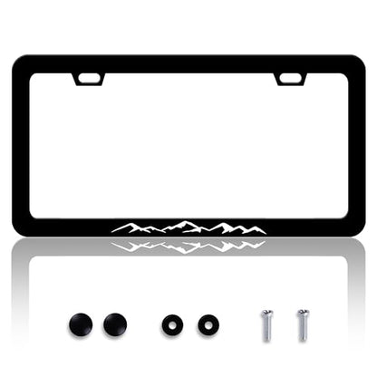Black White Mountains License Plate Frame Stainless Steel 6x12 Inch 2