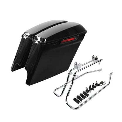 Motorcycle Stretched Saddlebags with Chrome Conversion Brackets Fit For Harley Softail Deluxe Heritage Softail 1984
