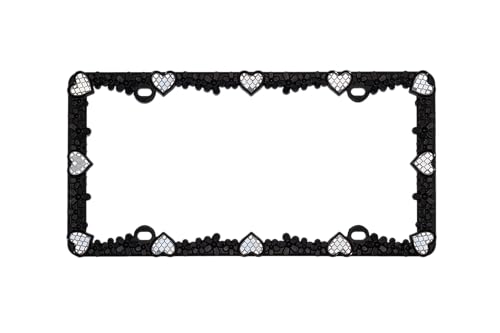 3D Daisy Heart License Plate Frame from Pure Zinc Alloy Metal Perfect Plate Holder
