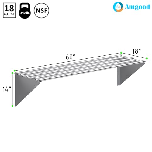 18 in. x 60 in. NSF Stainless Steel Tubular Wall Shelf