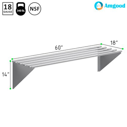 18 in. x 60 in. NSF Stainless Steel Tubular Wall Shelf