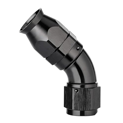 8AN 45 Degree PTFE One Piece Full Flow End Hose Fitting Aluminum Black