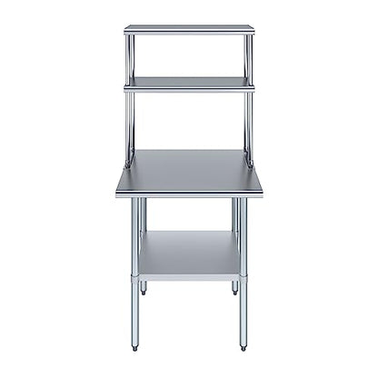 Stainless Steel Work Table Double Tier Overshelf