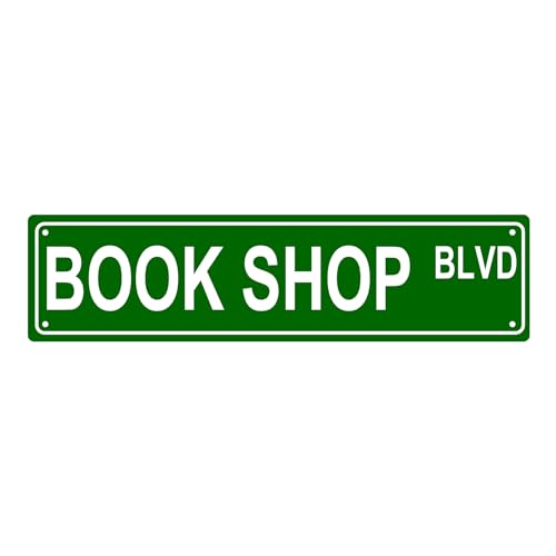 BOOK SHOP BLVD SPACE Metal Tin Street Sign Bar Cafe Garage Cave Home Room Wall Bathroom Farmhouse Garden Porch Patio Decor