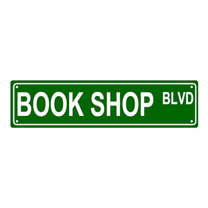 BOOK SHOP BLVD SPACE Metal Tin Street Sign Bar Cafe Garage Cave Home Room Wall Bathroom Farmhouse Garden Porch Patio Decor
