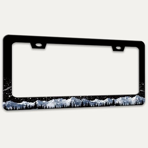 Snow Mountains License Plate Frame Mountain Forest License Plate Holder