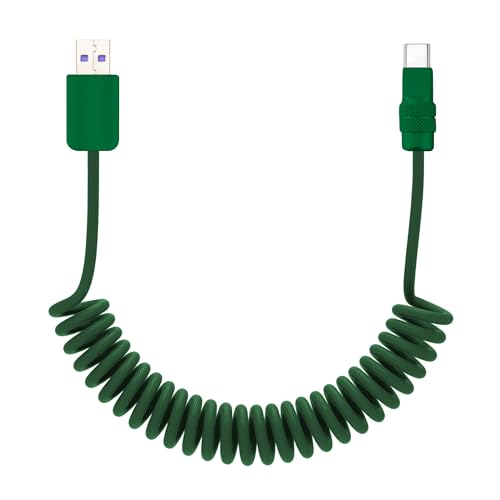 USB A to C 120W Braided Coiled Charging Cable