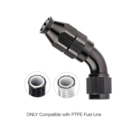 4AN 60 Degree PTFE One Piece Full Flow End Hose Fitting Aluminum Black