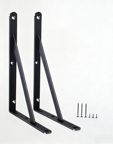 2 Pack L8 x H 6" Black Heavy Duty Shelf Brackets with Screws Metal Shelf Brackets Shelf Support Angle Brackets for Shelves L Brackets Heavy Duty Floating Shelf (2 Count)