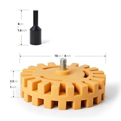 2 Pack Decal Remover Eraser Wheel with Adapter 4 inch Rubber Eraser Wheel for Drill Removes Car Decal Vinyl Tape Graphics Pinstripe Sticker Adhesive Remover