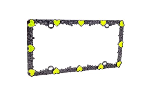 3D Daisy Heart License Plate Frame from Pure Zinc Alloy Metal Perfect Plate Holder