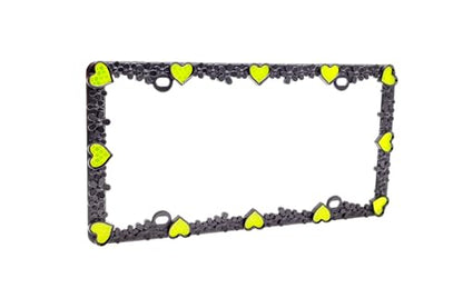 3D Daisy Heart License Plate Frame from Pure Zinc Alloy Metal Perfect Plate Holder
