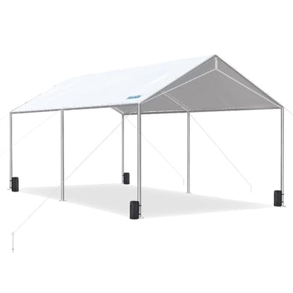 10x20 ft Heavy Duty Car Canopy Galvanized Frame Carport Outdoor Party Tent Boat Shelter with 3 Reinforced Steel Cables (200 Sq Ft)