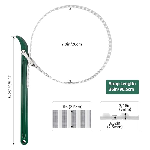 15" Belt Strap Wrench with Adjustable 36" Steel Wire Rubber Strap