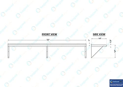14 in. x 72 in. Stainless Steel Wall Mount Shelf