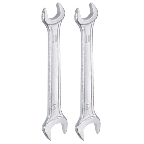2pcs Double Open End Wrench 11mm x 13mm Metric 15 Degree Offset Angle Small Flat Head Wrench Galvanizing Open Ended Spanner for Automotive Repair Furniture Assembly (2 Count)